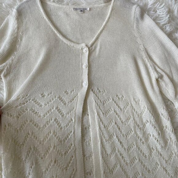 Cinemu Lace Knit Flare Cardigan M Off White - Picture 4 of 6